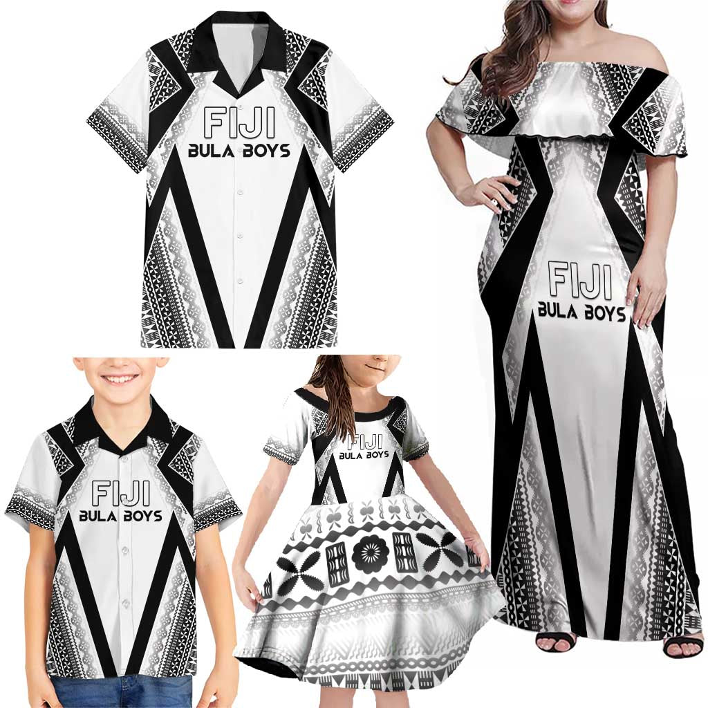 Custom Bula Fiji Football Family Matching Off Shoulder Maxi Dress and Hawaiian Shirt Go Champions LT05 - Polynesian Pride