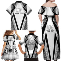 Custom Bula Fiji Football Family Matching Off Shoulder Maxi Dress and Hawaiian Shirt Go Champions LT05 - Polynesian Pride