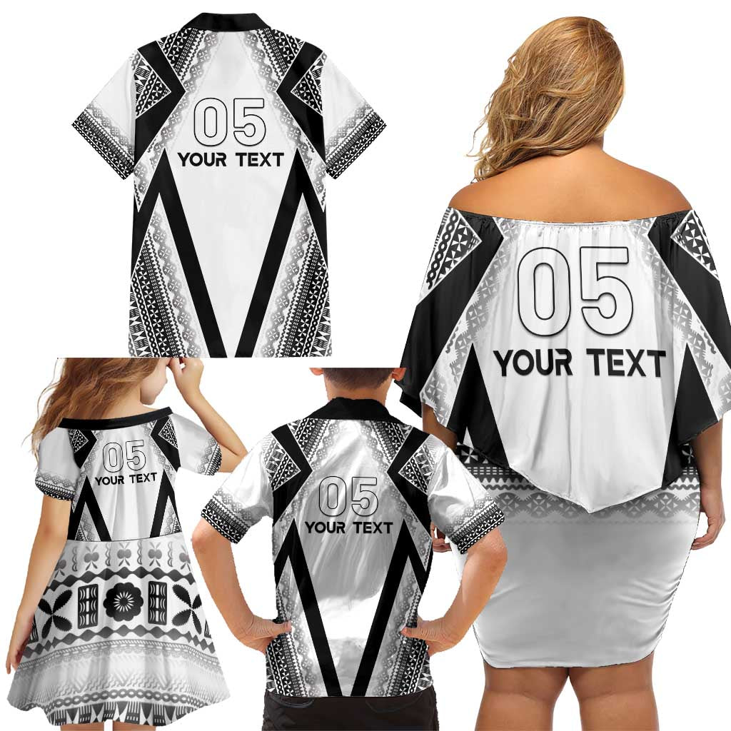 Custom Bula Fiji Football Family Matching Off Shoulder Short Dress and Hawaiian Shirt Go Champions LT05 - Polynesian Pride