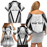 Custom Bula Fiji Football Family Matching Off Shoulder Short Dress and Hawaiian Shirt Go Champions LT05 - Polynesian Pride