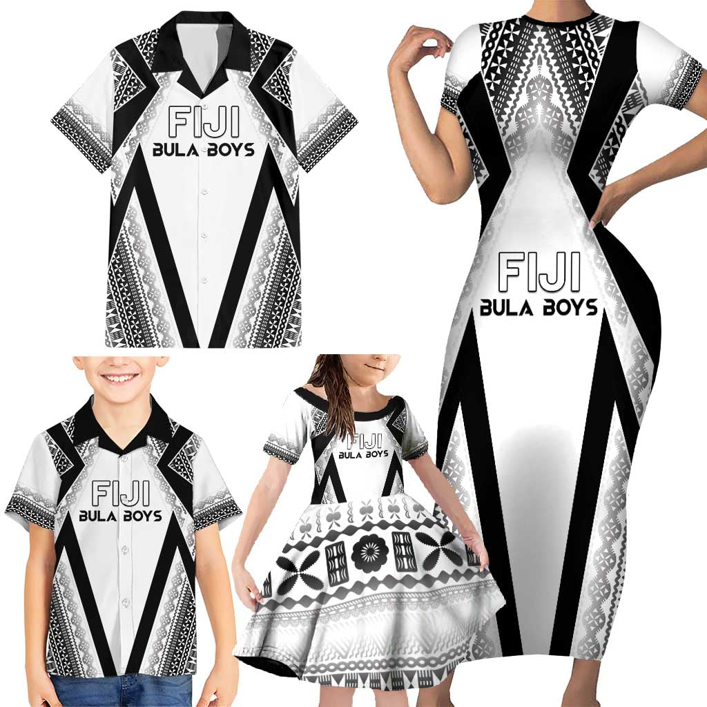 Custom Bula Fiji Football Family Matching Short Sleeve Bodycon Dress and Hawaiian Shirt Go Champions LT05 - Polynesian Pride