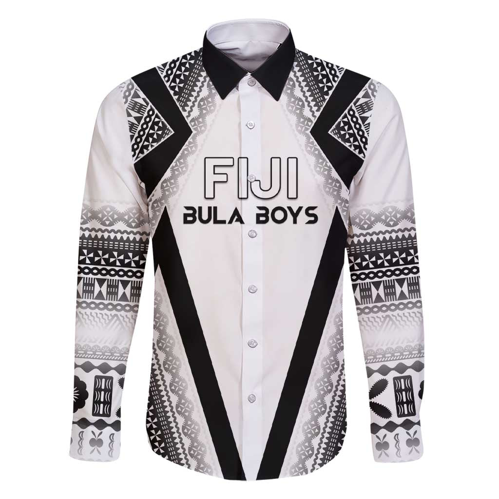 Custom Bula Fiji Football Family Matching Short Sleeve Bodycon Dress and Hawaiian Shirt Go Champions LT05 Dad's Shirt - Long Sleeve White - Polynesian Pride