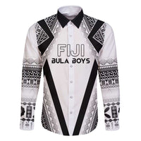 Custom Bula Fiji Football Family Matching Summer Maxi Dress and Hawaiian Shirt Go Champions LT05 Dad's Shirt - Long Sleeve White - Polynesian Pride
