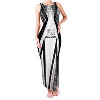 Custom Bula Fiji Football Family Matching Tank Maxi Dress and Hawaiian Shirt Go Champions LT05 Mom's Dress White - Polynesian Pride