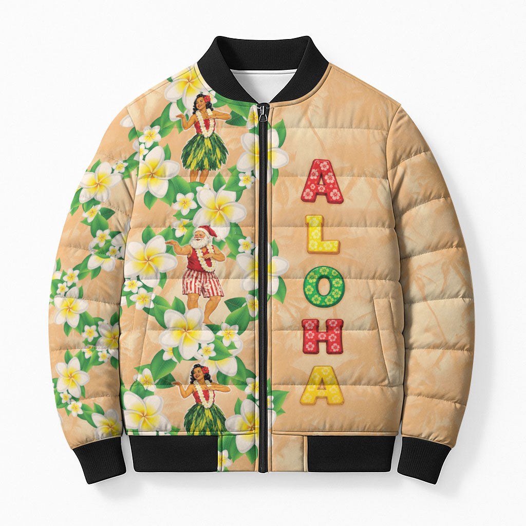 Aloha Hawaii Chilly Christmas Bomber Puffer Jacket Tropical Vibes LT05 Unisex Beige - Polynesian Pride
