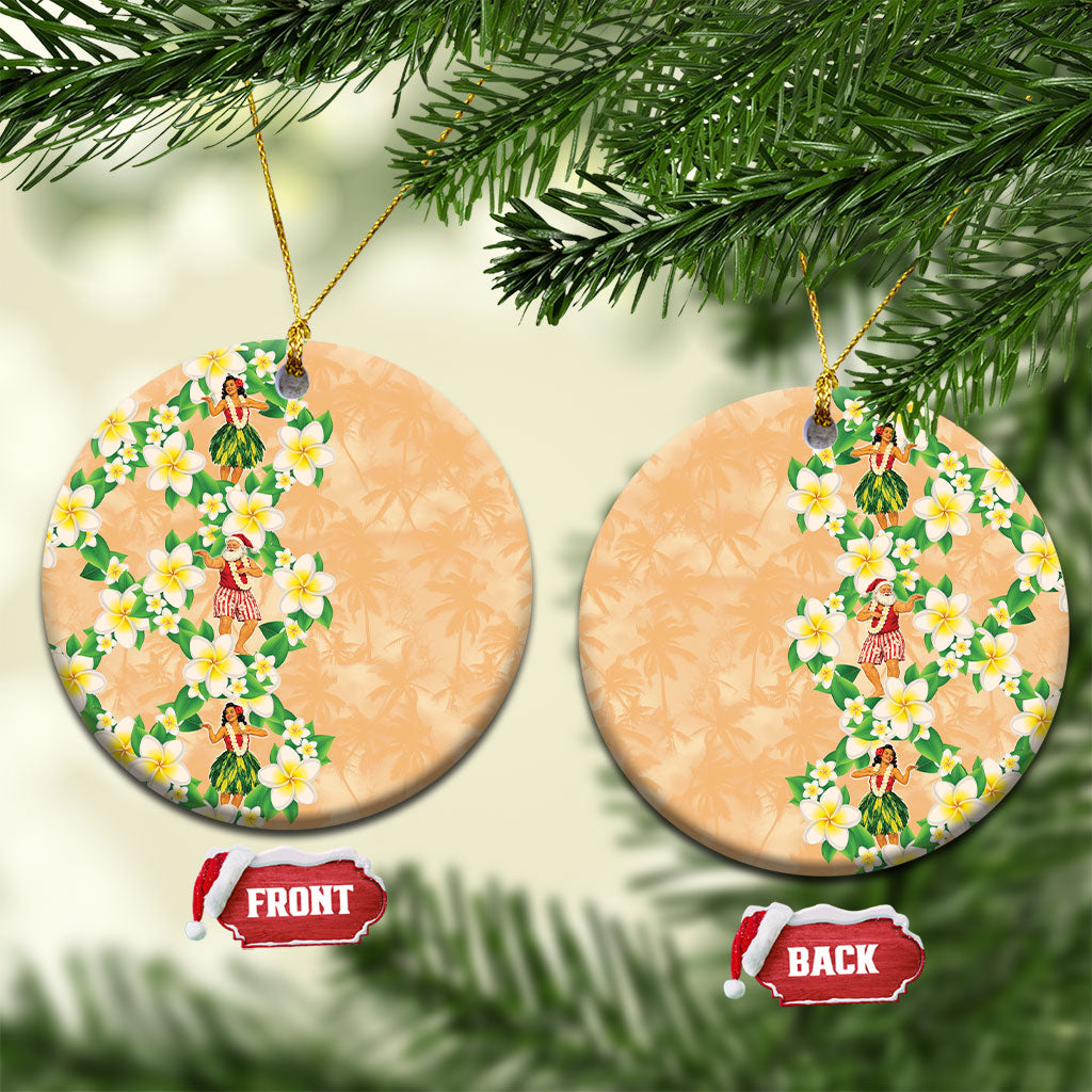 Aloha Hawaii Chilly Christmas Ceramic Ornament Tropical Vibes LT05 Circle Beige - Polynesian Pride