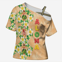 Aloha Hawaii Chilly Christmas Cross Shoulder Shirt Tropical Vibes LT05 Female Beige - Polynesian Pride