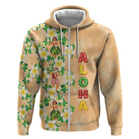 Aloha Hawaii Chilly Christmas Hoodie Tropical Vibes LT05 Zip Hoodie Beige - Polynesian Pride