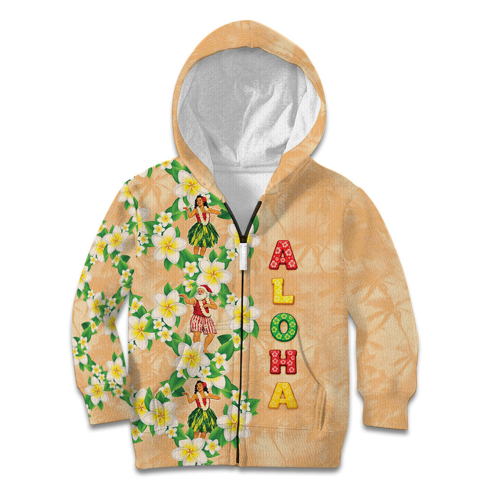 Aloha Hawaii Chilly Christmas Kid Hoodie Tropical Vibes LT05 Zip Hoodie Beige - Polynesian Pride