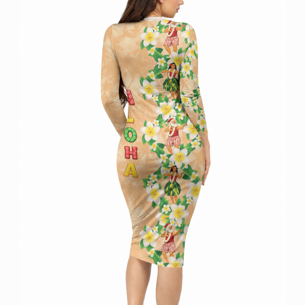 Aloha Hawaii Chilly Christmas Long Sleeve Bodycon Dress Tropical Vibes LT05 - Polynesian Pride