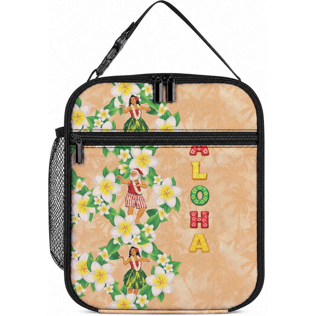 Aloha Hawaii Chilly Christmas Lunch Bag Tropical Vibes LT05 10.2 × 8.3 × 4.3 inch Beige - Polynesian Pride
