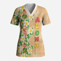 Aloha Hawaii Chilly Christmas Scrub Top Tropical Vibes LT05 Adult Beige - Polynesian Pride