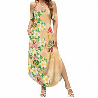 Aloha Hawaii Chilly Christmas Summer Maxi Dress Tropical Vibes LT05 Women Beige - Polynesian Pride