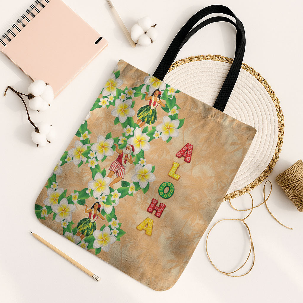 Aloha Hawaii Chilly Christmas Tote Bag Tropical Vibes LT05 Black Strap One Size Beige - Polynesian Pride