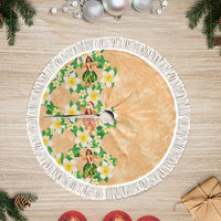 Aloha Hawaii Chilly Christmas Tree Skirt Tropical Vibes LT05 Fringed Beige - Polynesian Pride