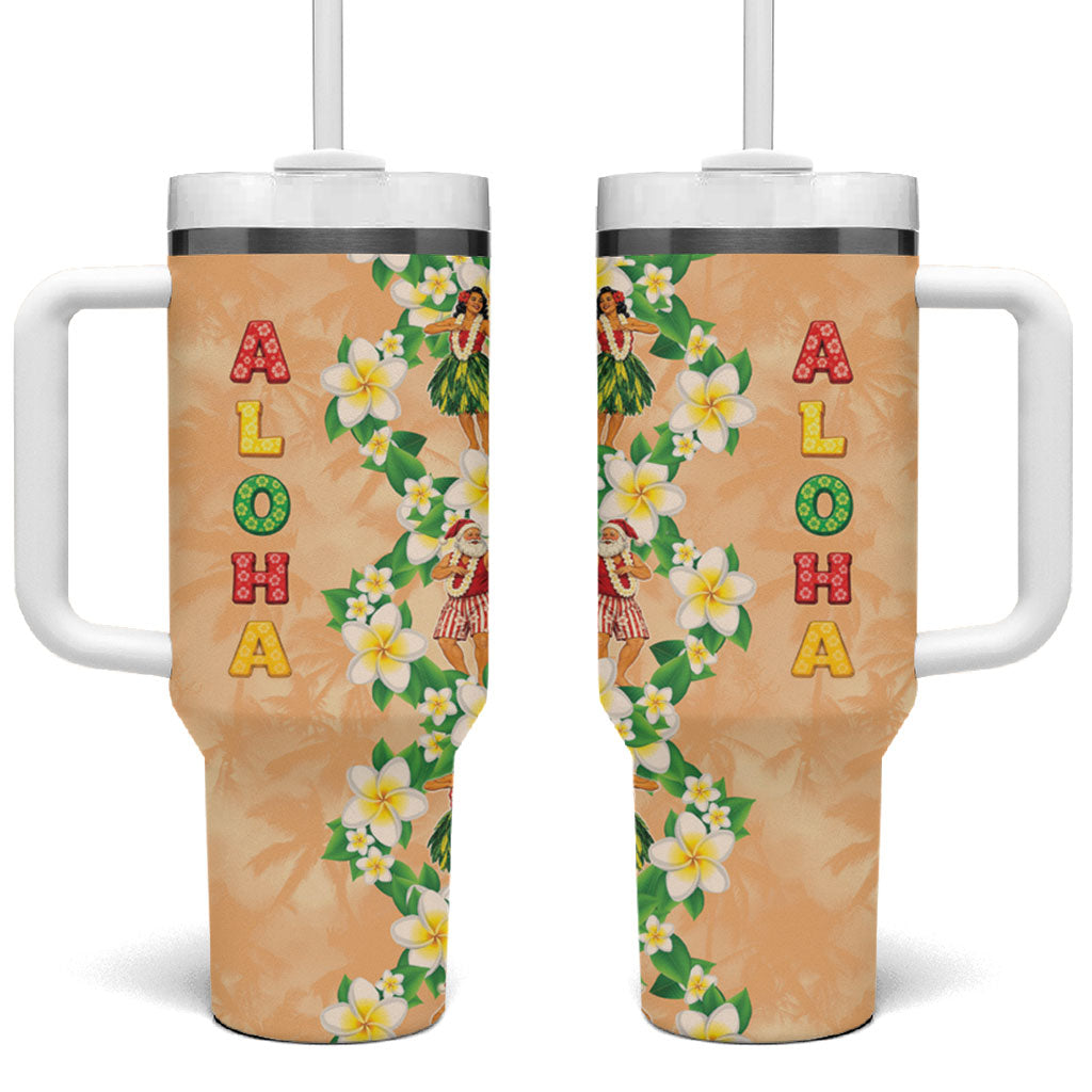 Aloha Hawaii Chilly Christmas Tumbler With Handle Tropical Vibes LT05 One Size: 40 oz Beige - Polynesian Pride
