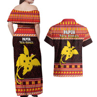 Papua New Guinea Christmas Couples Matching Off Shoulder Maxi Dress and Hawaiian Shirt Santa Raggiana LT05 - Polynesian Pride