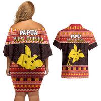 Papua New Guinea Christmas Couples Matching Off Shoulder Short Dress and Hawaiian Shirt Santa Raggiana LT05 - Polynesian Pride