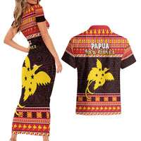Papua New Guinea Christmas Couples Matching Short Sleeve Bodycon Dress and Hawaiian Shirt Santa Raggiana LT05 - Polynesian Pride