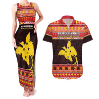 Papua New Guinea Christmas Couples Matching Tank Maxi Dress and Hawaiian Shirt Santa Raggiana LT05 Red - Polynesian Pride