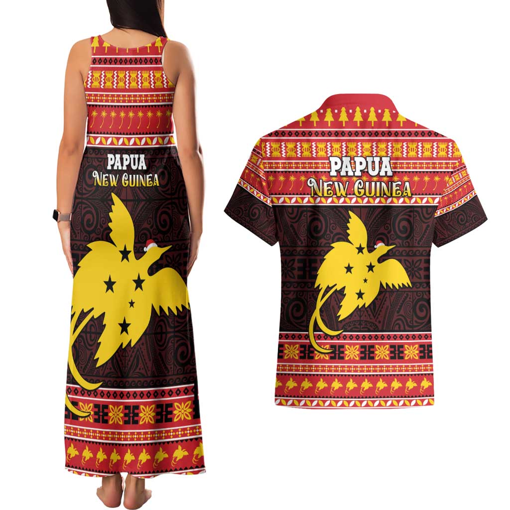 Papua New Guinea Christmas Couples Matching Tank Maxi Dress and Hawaiian Shirt Santa Raggiana LT05 - Polynesian Pride