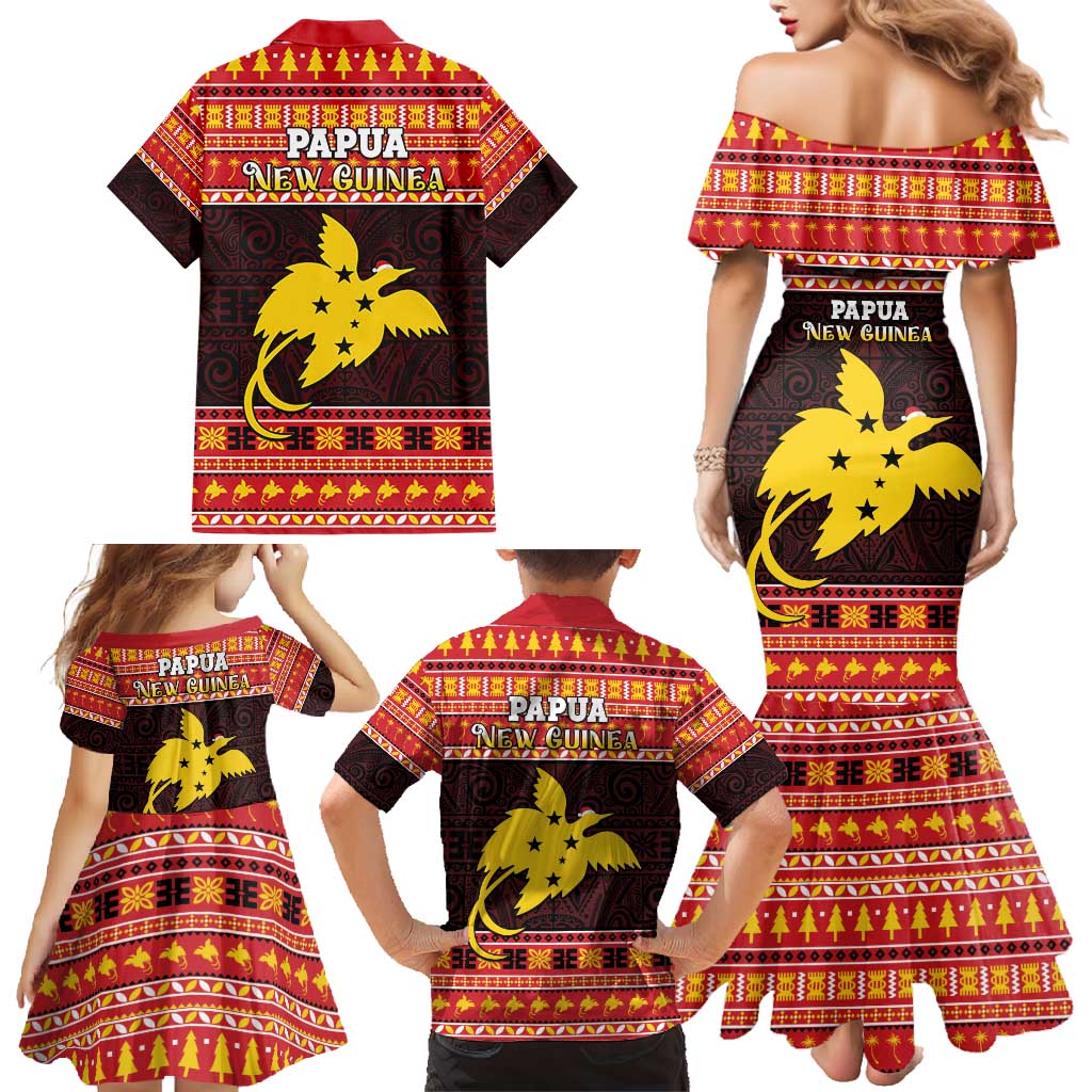 Papua New Guinea Christmas Family Matching Mermaid Dress and Hawaiian Shirt Santa Raggiana LT05 - Polynesian Pride