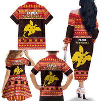 Papua New Guinea Christmas Family Matching Off The Shoulder Long Sleeve Dress and Hawaiian Shirt Santa Raggiana LT05 - Polynesian Pride