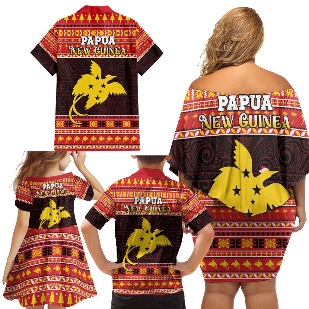 Papua New Guinea Christmas Family Matching Off Shoulder Short Dress and Hawaiian Shirt Santa Raggiana LT05 - Polynesian Pride