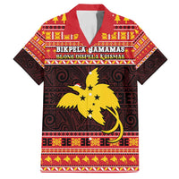 Papua New Guinea Christmas Family Matching Off Shoulder Short Dress and Hawaiian Shirt Santa Raggiana LT05 Dad's Shirt - Short Sleeve Red - Polynesian Pride