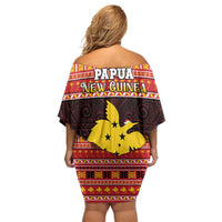 Papua New Guinea Christmas Family Matching Off Shoulder Short Dress and Hawaiian Shirt Santa Raggiana LT05 - Polynesian Pride