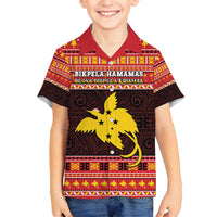 Papua New Guinea Christmas Family Matching Puletasi and Hawaiian Shirt Santa Raggiana LT05 Son's Shirt Red - Polynesian Pride