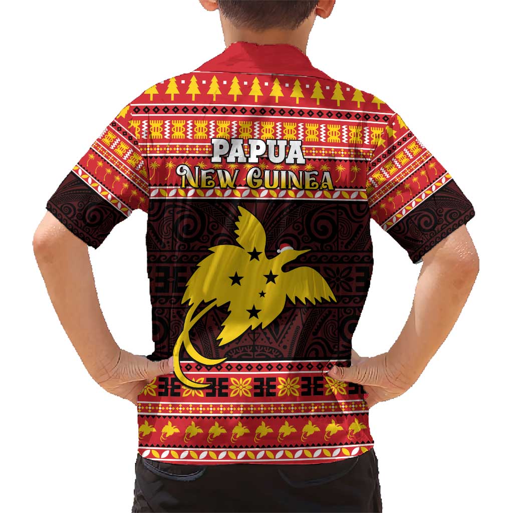 Papua New Guinea Christmas Family Matching Short Sleeve Bodycon Dress and Hawaiian Shirt Santa Raggiana LT05 - Polynesian Pride