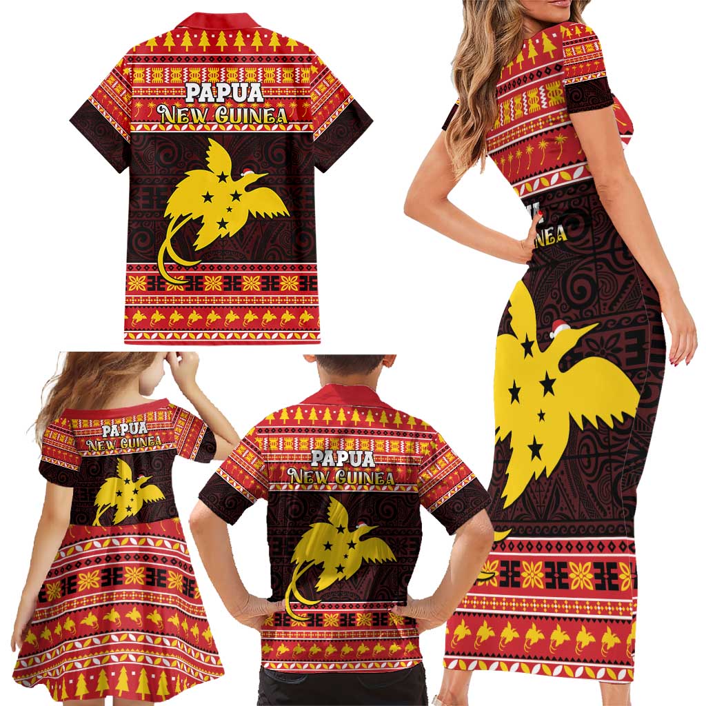 Papua New Guinea Christmas Family Matching Short Sleeve Bodycon Dress and Hawaiian Shirt Santa Raggiana LT05 - Polynesian Pride