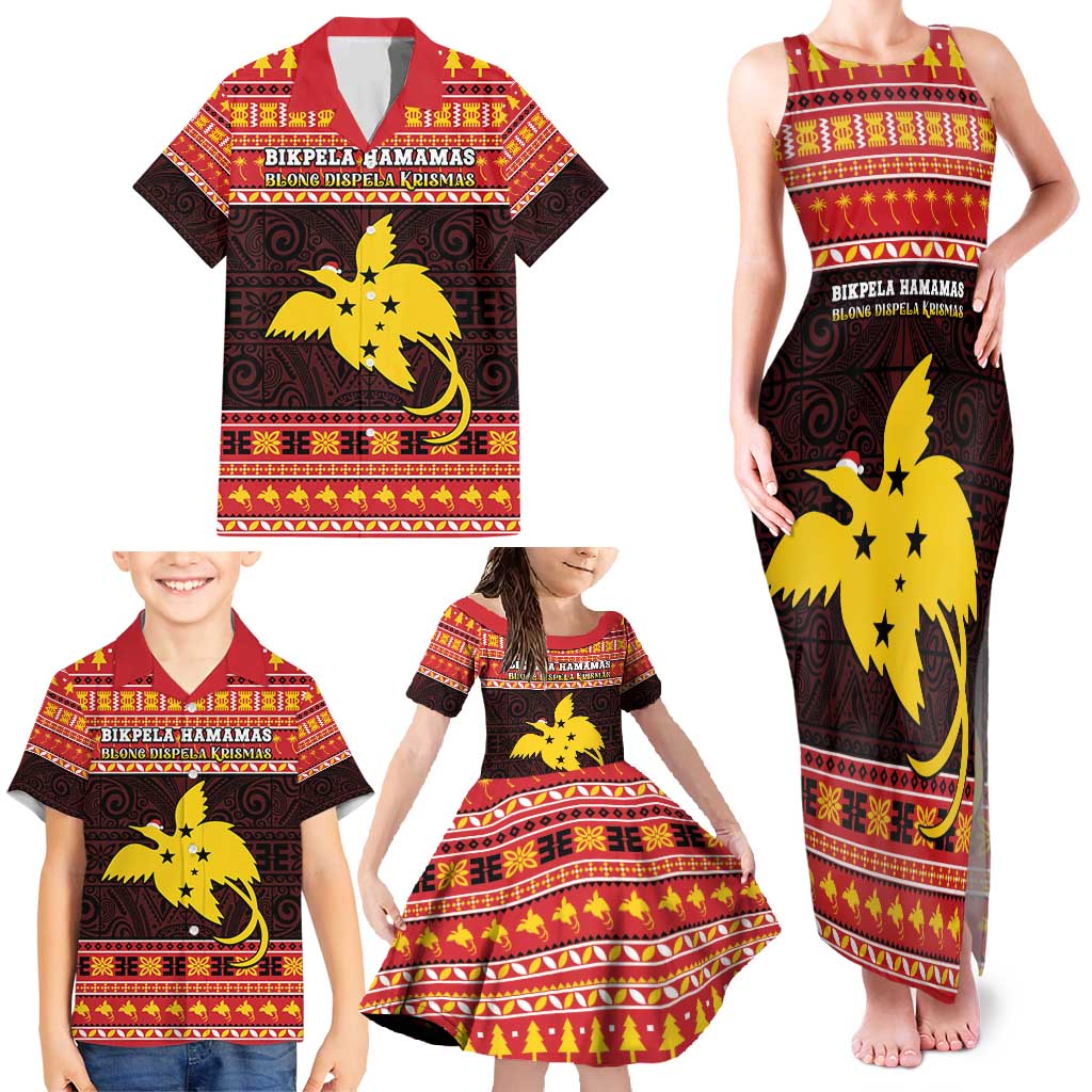 Papua New Guinea Christmas Family Matching Tank Maxi Dress and Hawaiian Shirt Santa Raggiana LT05 - Polynesian Pride