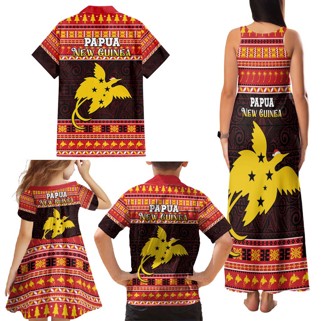 Papua New Guinea Christmas Family Matching Tank Maxi Dress and Hawaiian Shirt Santa Raggiana LT05 - Polynesian Pride