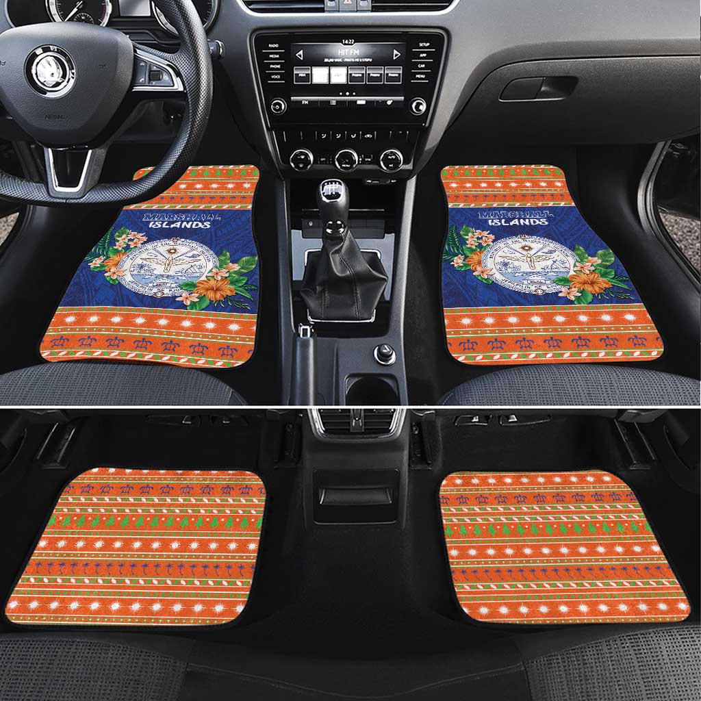 Marshall Islands Christmas Car Mats Marshallese Seal Meddi Kirijmoj LT05 Set 4pcs Orange - Polynesian Pride