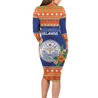 Marshall Islands Christmas Family Matching Long Sleeve Bodycon Dress and Hawaiian Shirt Marshallese Seal Meddi Kirijmoj LT05 - Polynesian Pride