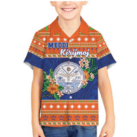 Marshall Islands Christmas Family Matching Mermaid Dress and Hawaiian Shirt Marshallese Seal Meddi Kirijmoj LT05 Son's Shirt Orange - Polynesian Pride