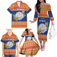 Marshall Islands Christmas Family Matching Off The Shoulder Long Sleeve Dress and Hawaiian Shirt Marshallese Seal Meddi Kirijmoj LT05 - Polynesian Pride
