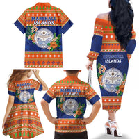 Marshall Islands Christmas Family Matching Off The Shoulder Long Sleeve Dress and Hawaiian Shirt Marshallese Seal Meddi Kirijmoj LT05 - Polynesian Pride