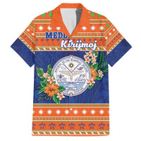 Marshall Islands Christmas Family Matching Off The Shoulder Long Sleeve Dress and Hawaiian Shirt Marshallese Seal Meddi Kirijmoj LT05 Dad's Shirt - Short Sleeve Orange - Polynesian Pride