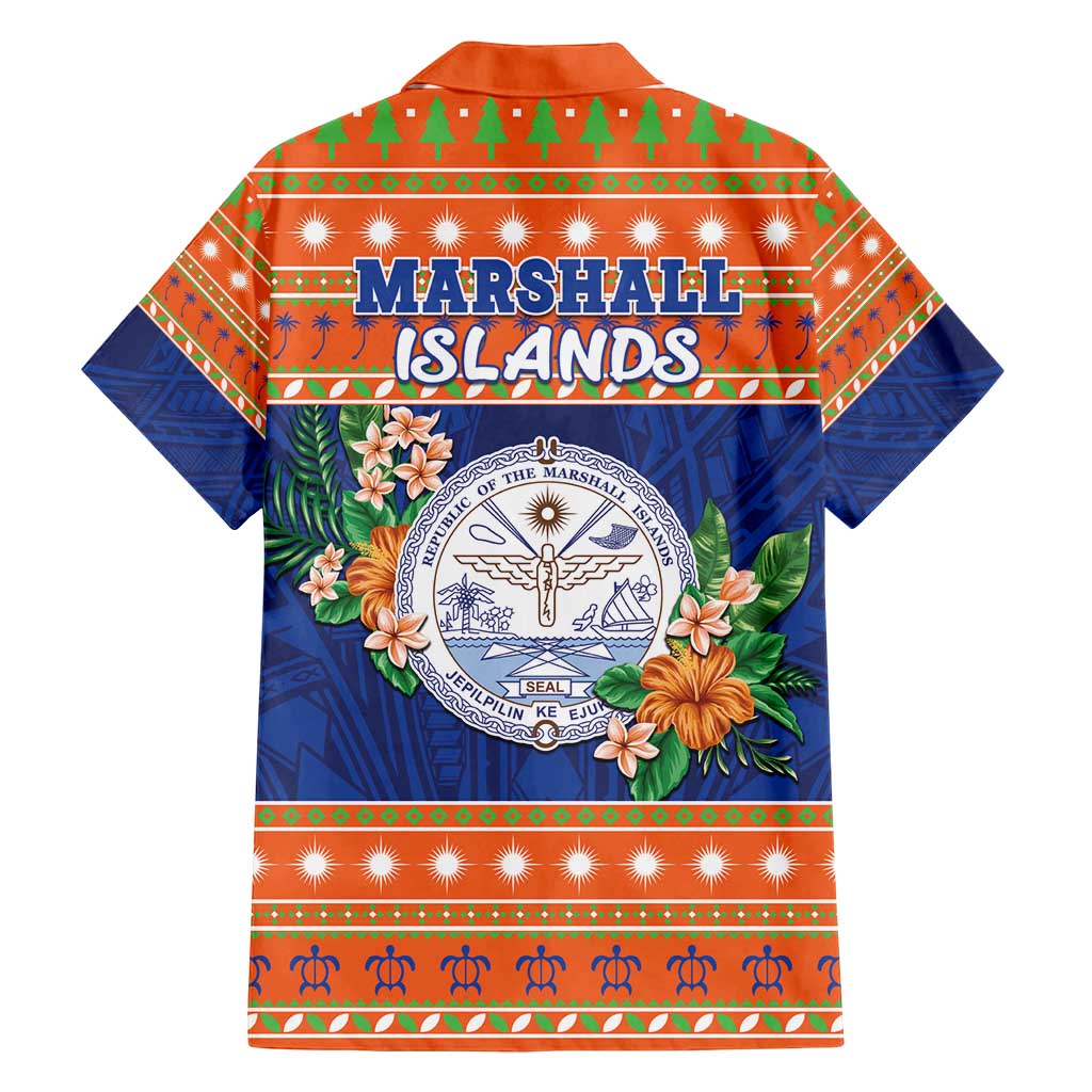 Marshall Islands Christmas Family Matching Off Shoulder Maxi Dress and Hawaiian Shirt Marshallese Seal Meddi Kirijmoj LT05 - Polynesian Pride