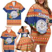 Marshall Islands Christmas Family Matching Off Shoulder Short Dress and Hawaiian Shirt Marshallese Seal Meddi Kirijmoj LT05 - Polynesian Pride