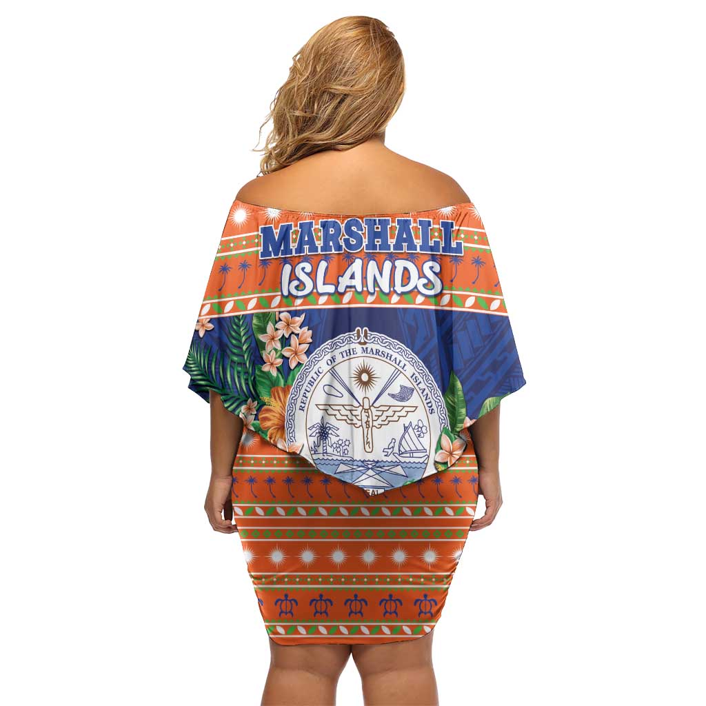 Marshall Islands Christmas Family Matching Off Shoulder Short Dress and Hawaiian Shirt Marshallese Seal Meddi Kirijmoj LT05 - Polynesian Pride