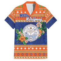 Marshall Islands Christmas Family Matching Short Sleeve Bodycon Dress and Hawaiian Shirt Marshallese Seal Meddi Kirijmoj LT05 Dad's Shirt - Short Sleeve Orange - Polynesian Pride