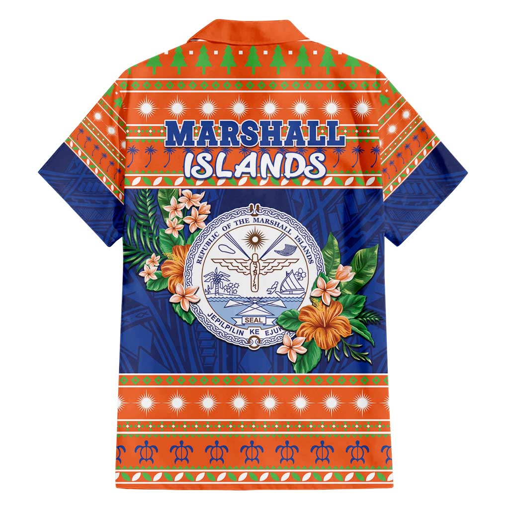 Marshall Islands Christmas Family Matching Short Sleeve Bodycon Dress and Hawaiian Shirt Marshallese Seal Meddi Kirijmoj LT05 - Polynesian Pride