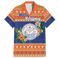 Marshall Islands Christmas Family Matching Tank Maxi Dress and Hawaiian Shirt Marshallese Seal Meddi Kirijmoj LT05 Dad's Shirt - Short Sleeve Orange - Polynesian Pride