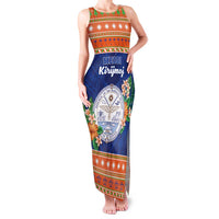 Marshall Islands Christmas Family Matching Tank Maxi Dress and Hawaiian Shirt Marshallese Seal Meddi Kirijmoj LT05 Mom's Dress Orange - Polynesian Pride