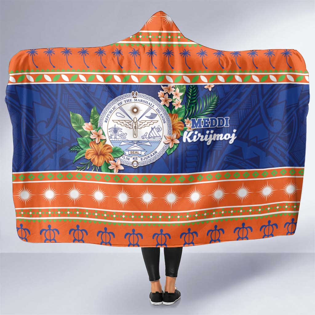 Marshall Islands Christmas Hooded Blanket Marshallese Seal Meddi Kirijmoj LT05 One Size Orange - Polynesian Pride