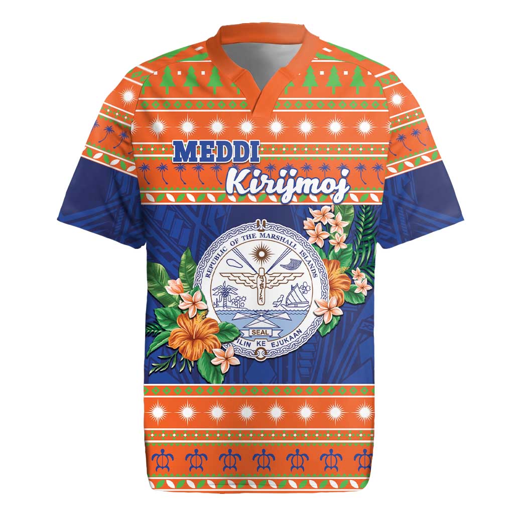 Marshall Islands Christmas Rugby Jersey Marshallese Seal Meddi Kirijmoj LT05 Orange - Polynesian Pride